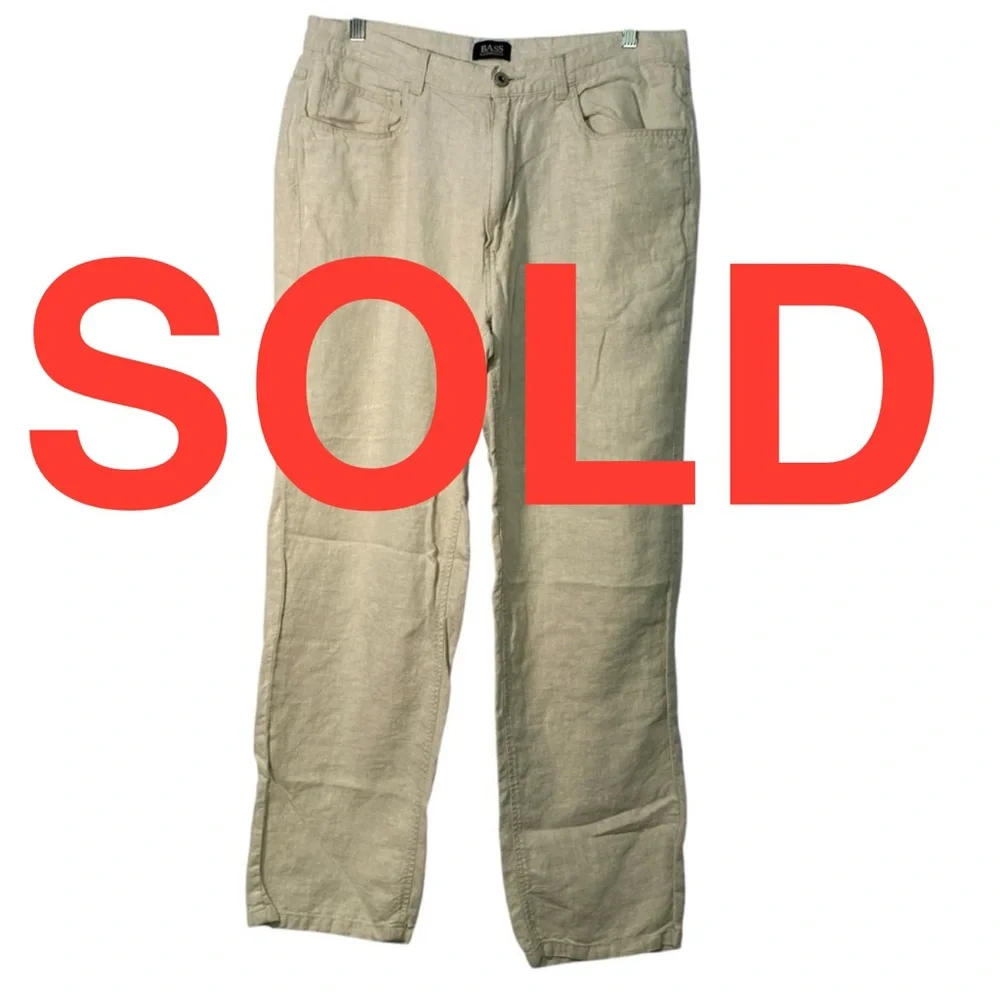 G.H. Bass & Co. Men's Linen Pants Size 36/32 Beige Casual Office Lightweight‎
